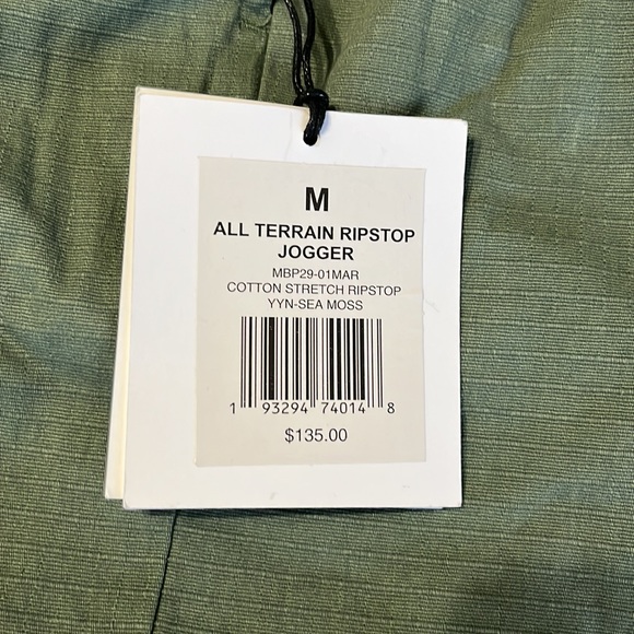 Onia All Terrain Cotton Stretch Ripstop Joggers in Sea Moss Green Size M - Picture 6 of 13